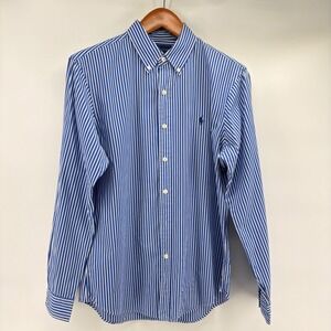 Ralph Lauren Mens Slim Fit Blue White Striped Button Down Shirt L Long Sleeve